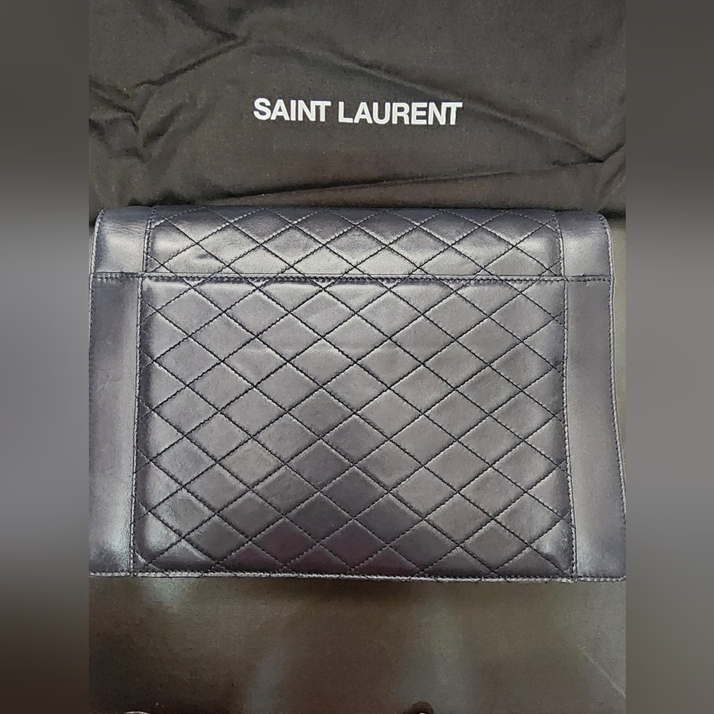 Saint Laurent Dark Navy Gaby Envelope Satchel Quilted Lambskin Leather - Picture 6 of 15